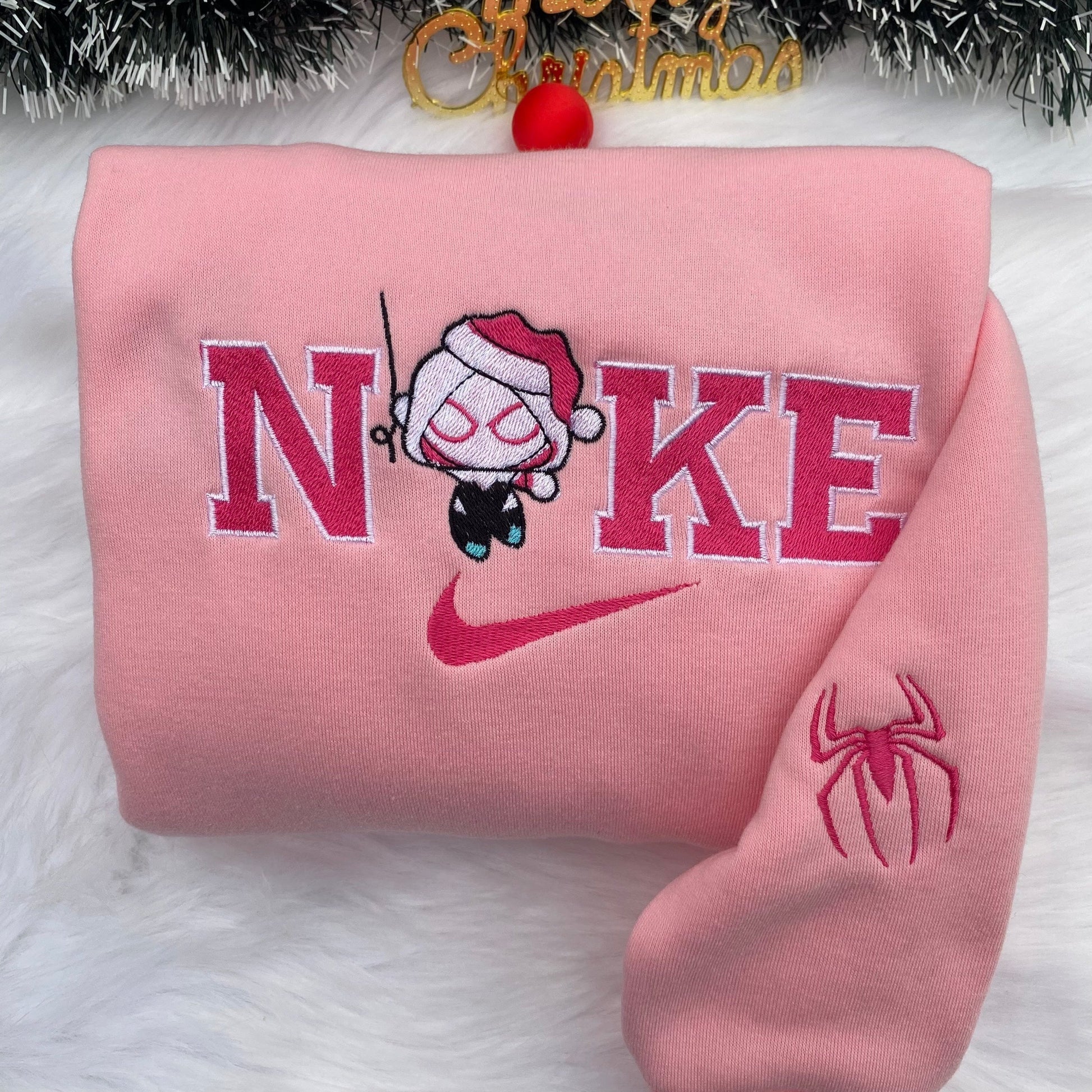Man & Women Christmas Embroidered – Cute Couple Cartoon Style Embroidered Sweatshirt / Hoodie / T-Shirt