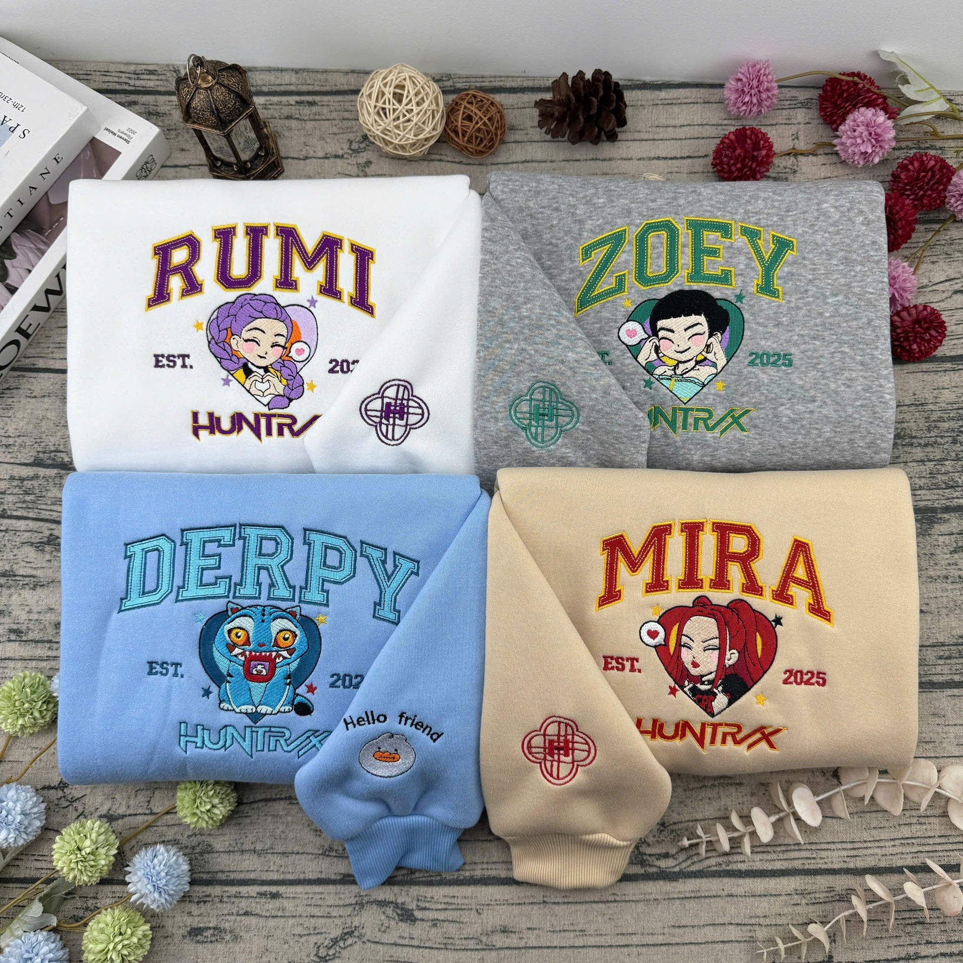 K - Pop | Personalized Embroidered Sweatshirt/Hoodie/T-Shirt | Cute Anime Character Sweater