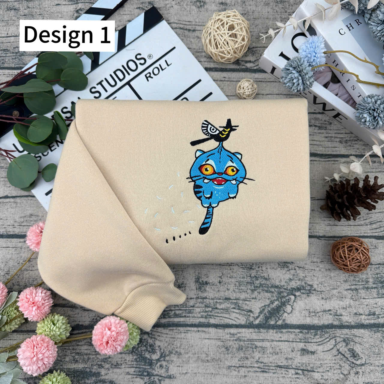 Derpy Cat Embroidered – Sweatshirt / Hoodie / T-Shirt