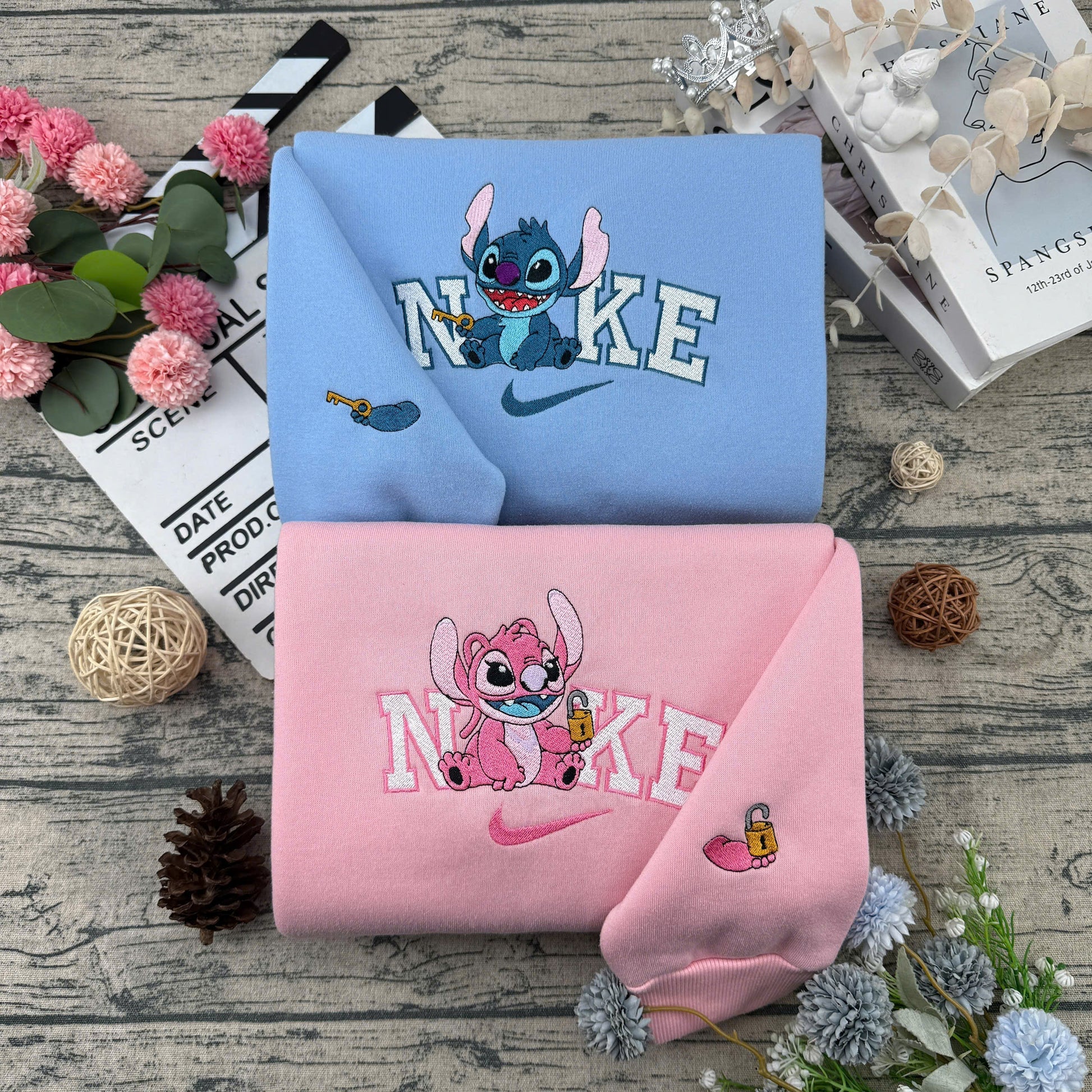S & A Cute Embroidered – Cute Couple Cartoon Style Embroidered Sweatshirt / Hoodie / T-Shirt