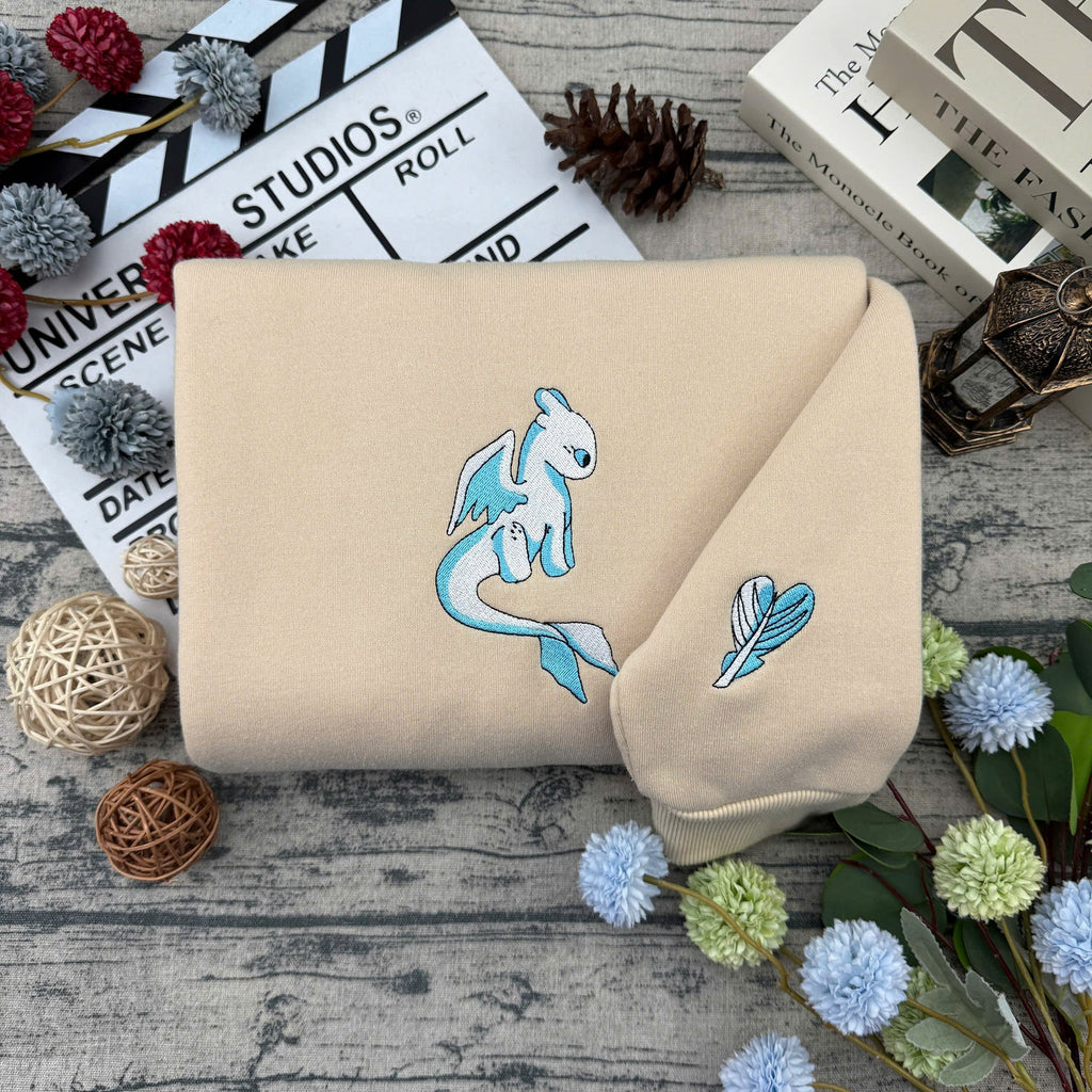 Dragon Style Embroidered – Cute Couple Cartoon Style Embroidered Sweatshirt / Hoodie / T-Shirt