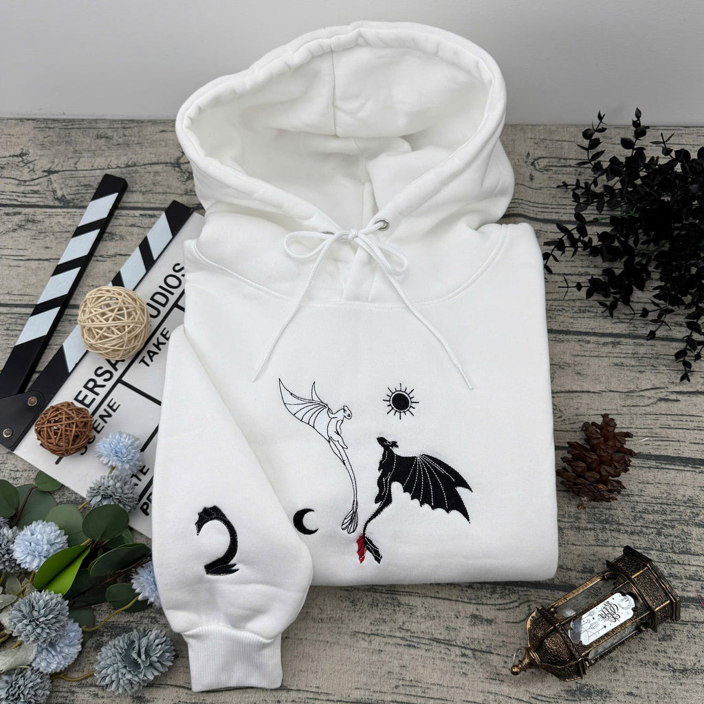Dragon Love Style Embroidered – Cute Couple Cartoon Style Embroidered Sweatshirt / Hoodie / T-Shirt