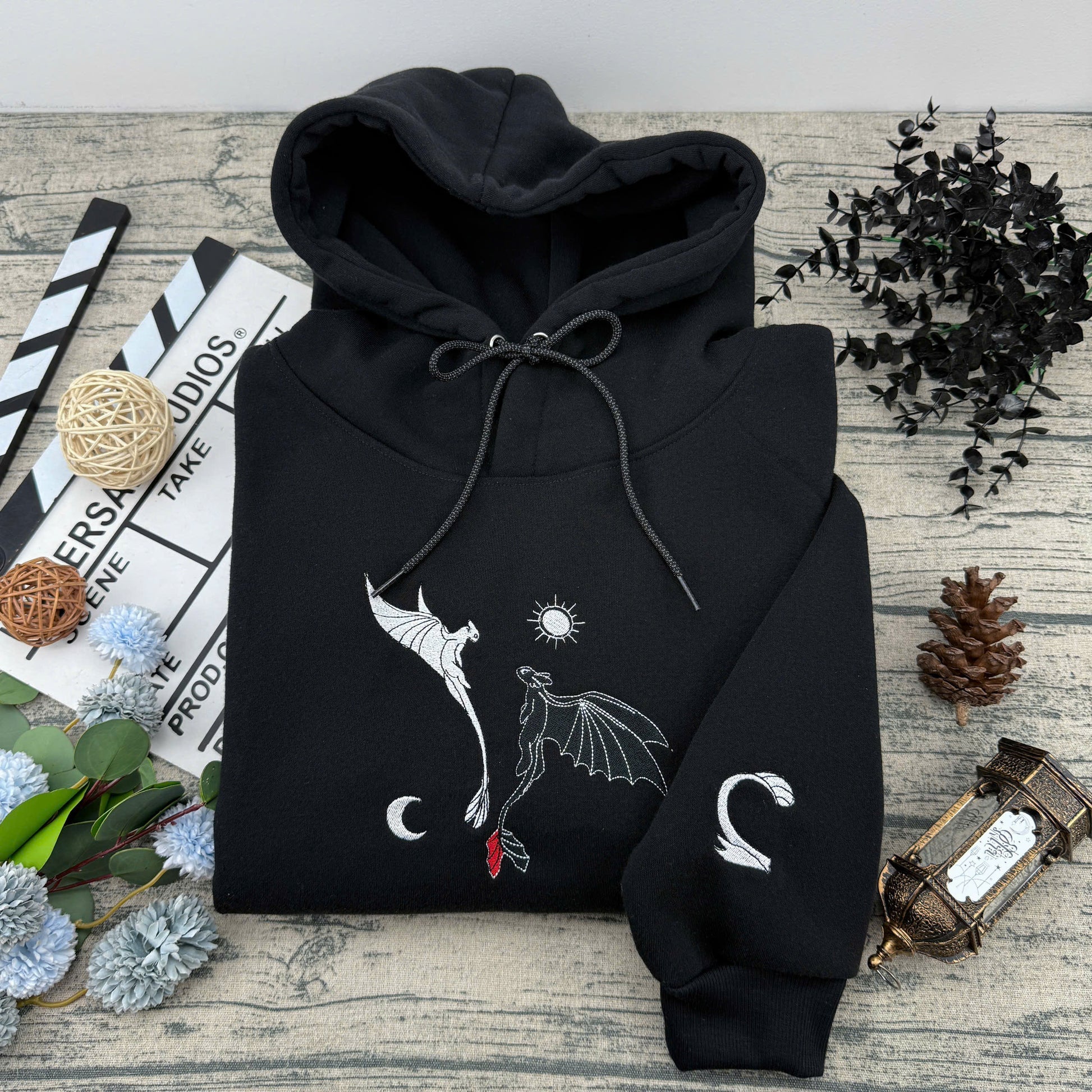 Dragon Love Style Embroidered – Cute Couple Cartoon Style Embroidered Sweatshirt / Hoodie / T-Shirt