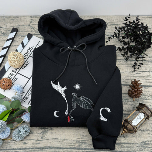 Dragon Love Style Embroidered – Cute Couple Cartoon Style Embroidered Sweatshirt / Hoodie / T-Shirt