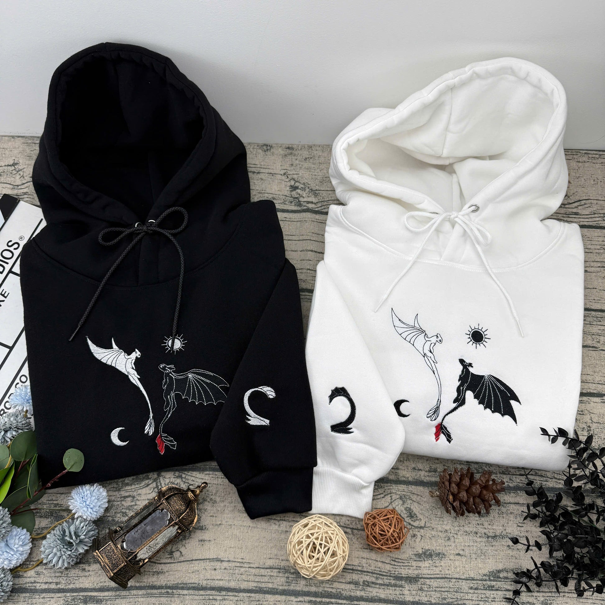 Dragon Love Style Embroidered – Cute Couple Cartoon Style Embroidered Sweatshirt / Hoodie / T-Shirt