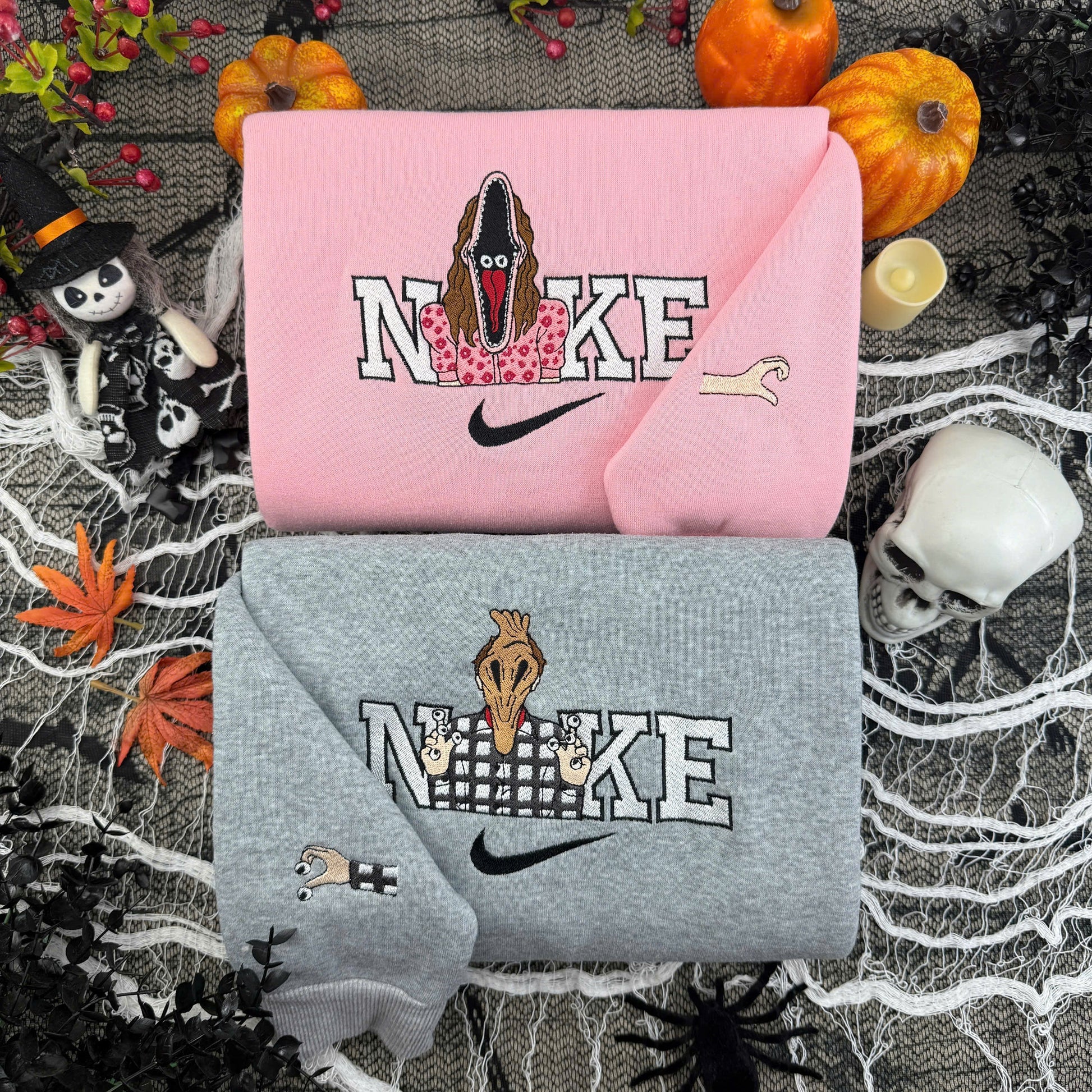 B & A Halloween Embroidered – Cute Couple Cartoon Style Embroidered Sweatshirt / Hoodie / T-Shirt