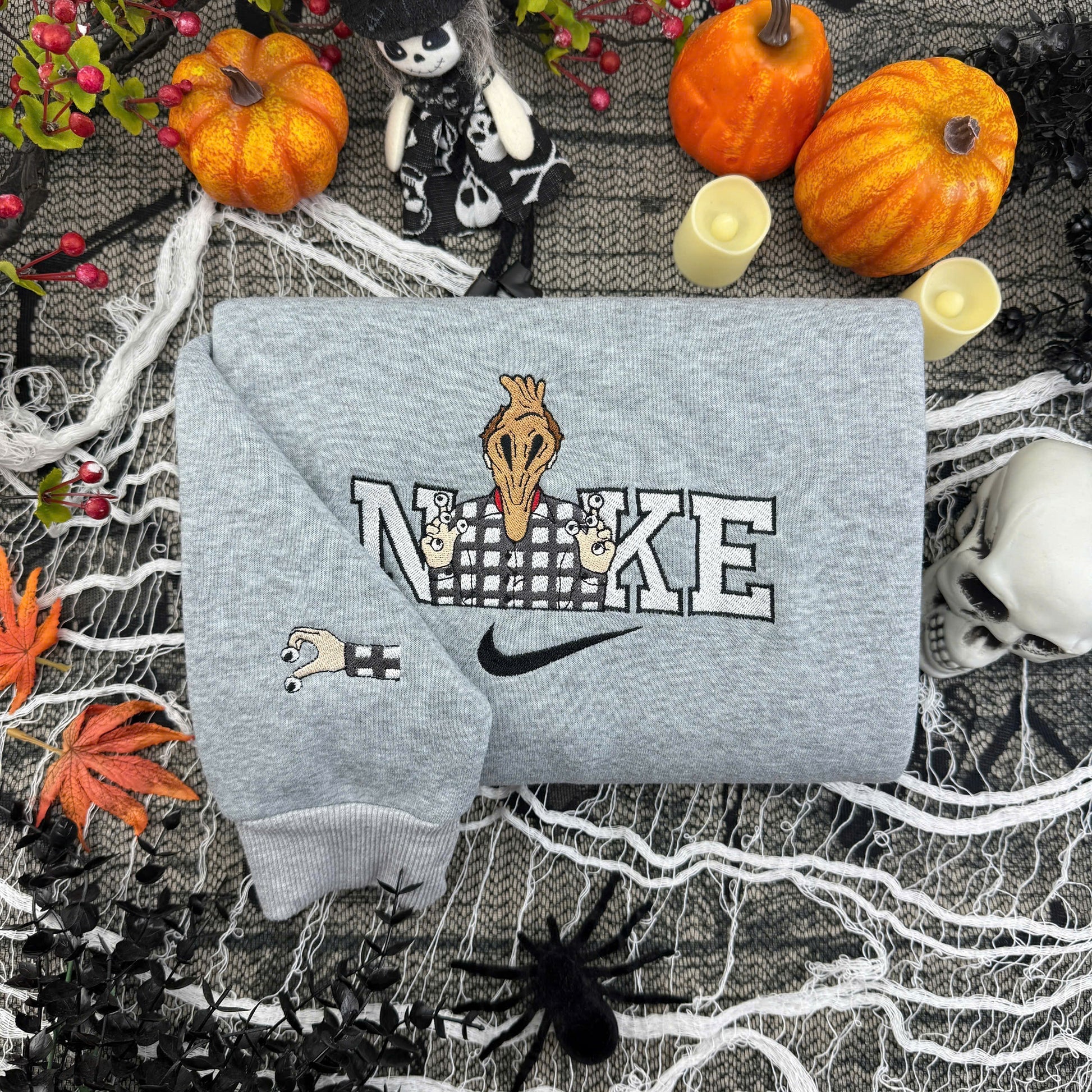 B & A Halloween Embroidered – Cute Couple Cartoon Style Embroidered Sweatshirt / Hoodie / T-Shirt