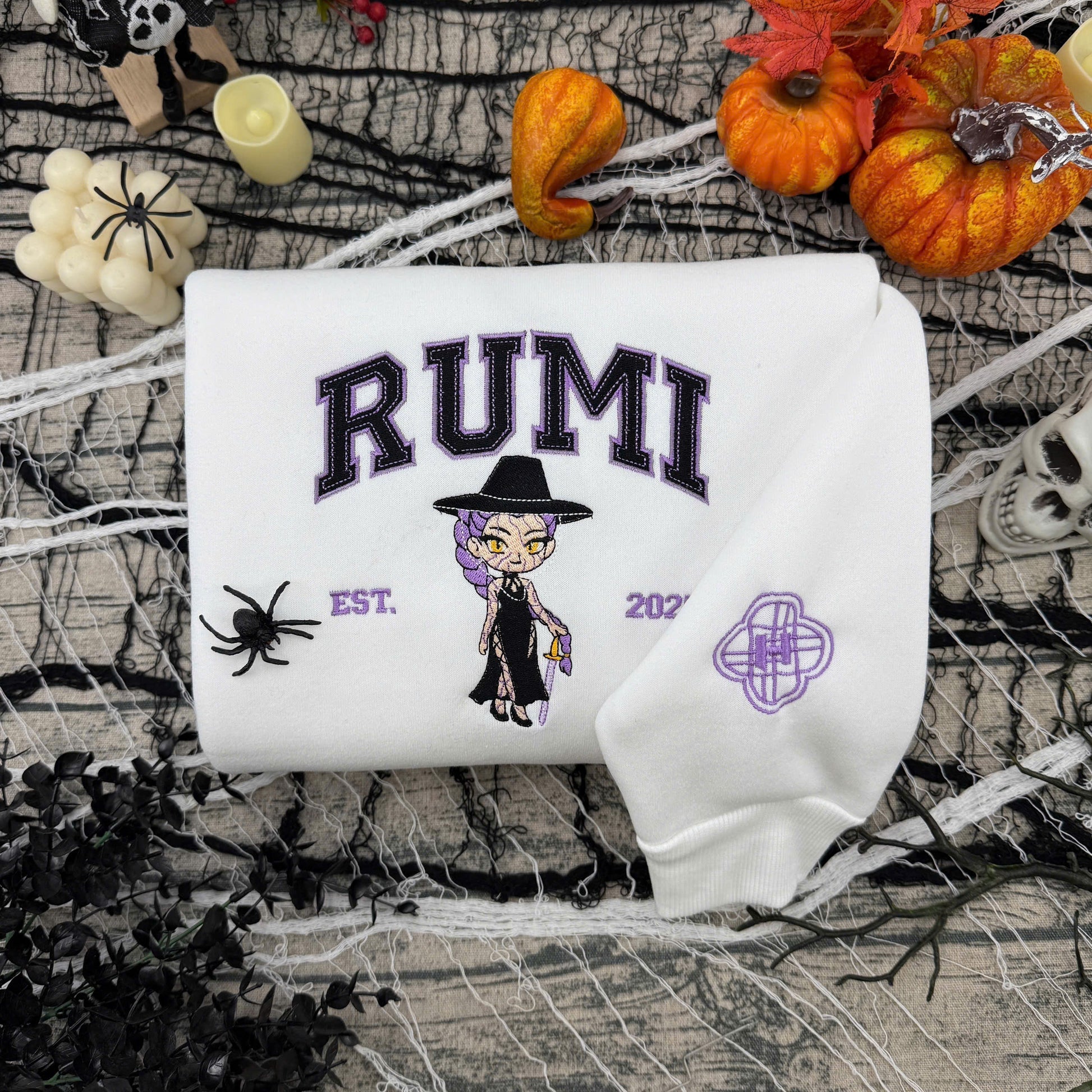 K - Pop Halloween Embroidered – Cute Couple Cartoon Style Embroidered Sweatshirt / Hoodie / T-Shirt