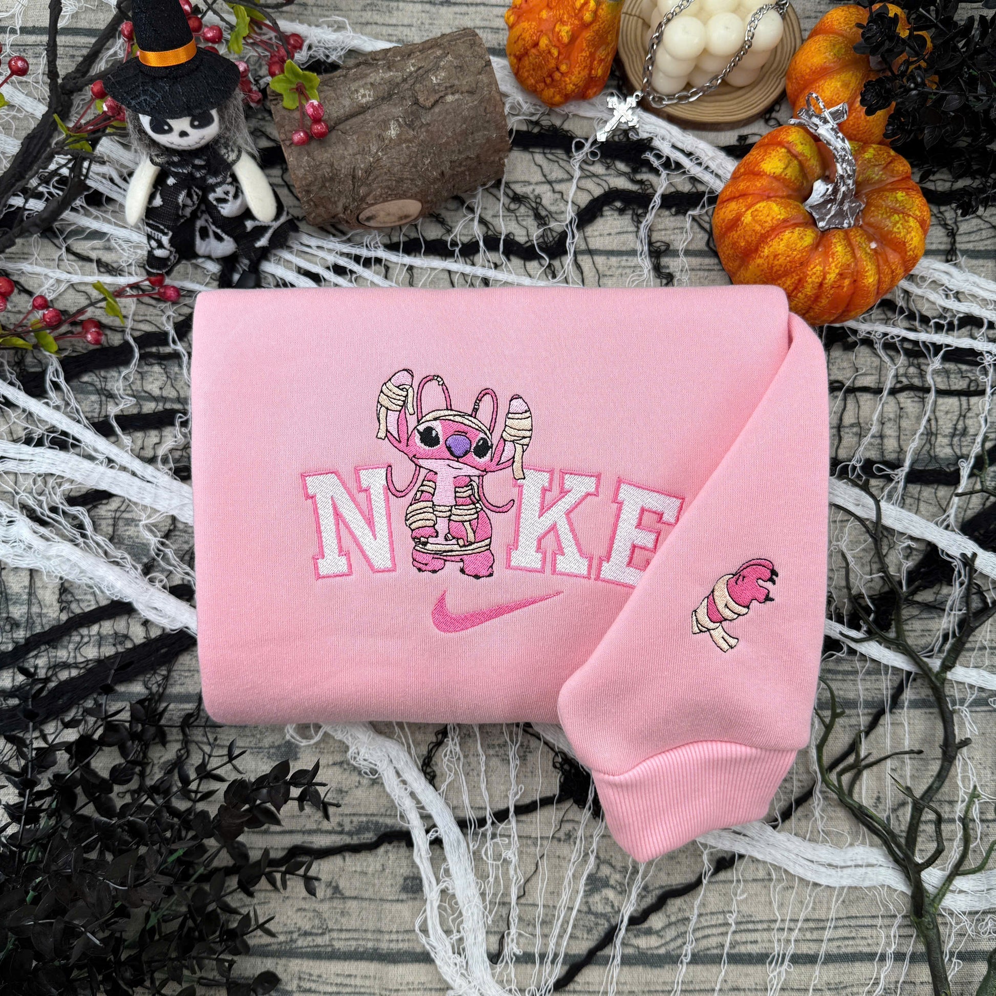 S & A Halloween Embroidered – Cute Couple Cartoon Style Embroidered Sweatshirt / Hoodie / T-Shirt
